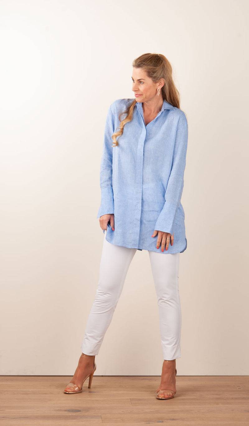 ÉMANOU Leinen Bluse Hellblau Neueste Mode