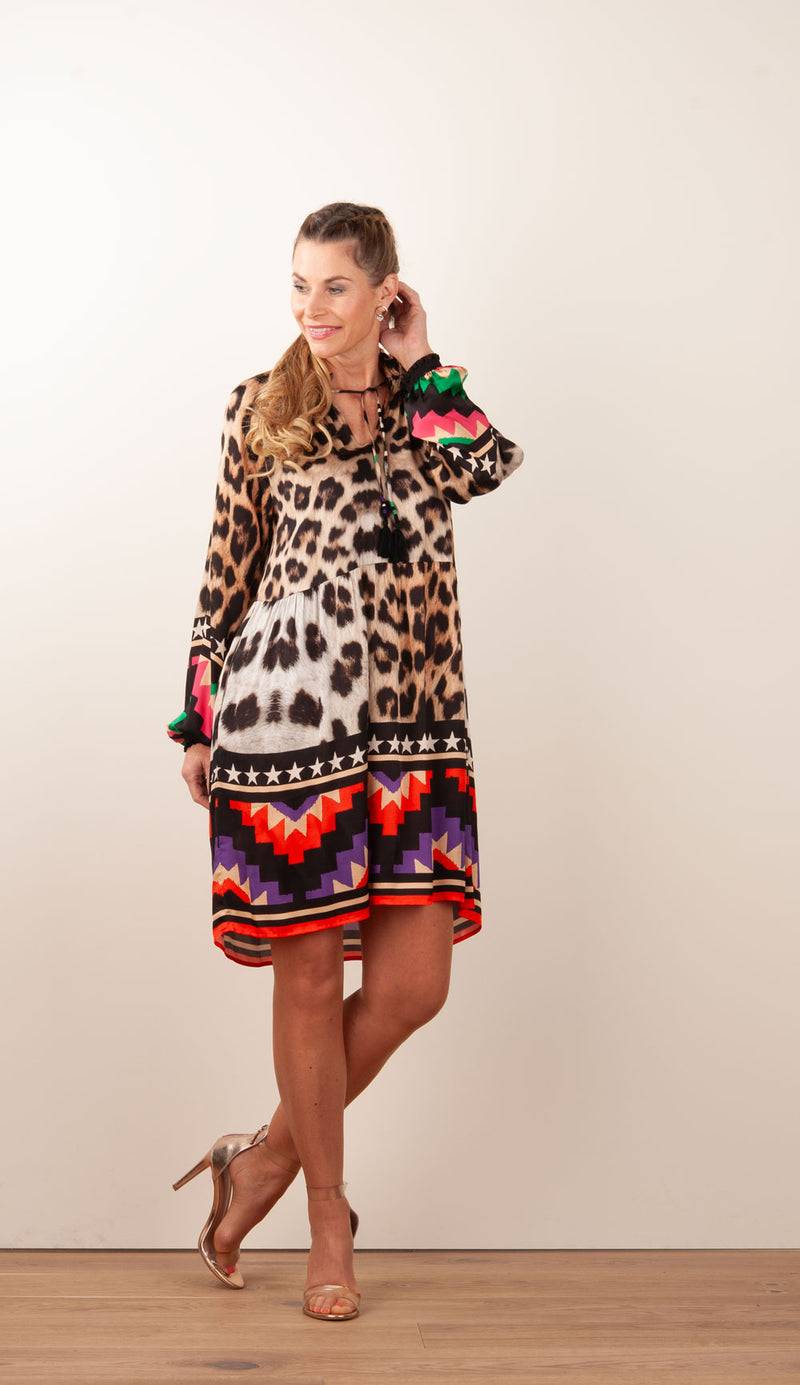 Grace Kleid „Leo“ Beige | Multicolor Bestseller