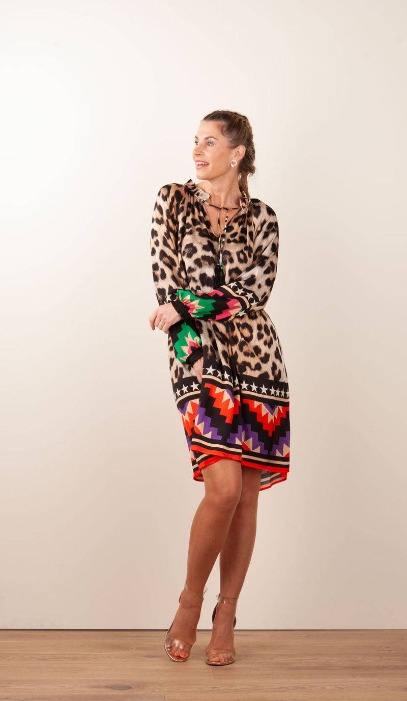 Grace Kleid „Leo“ Beige | Multicolor Bestseller