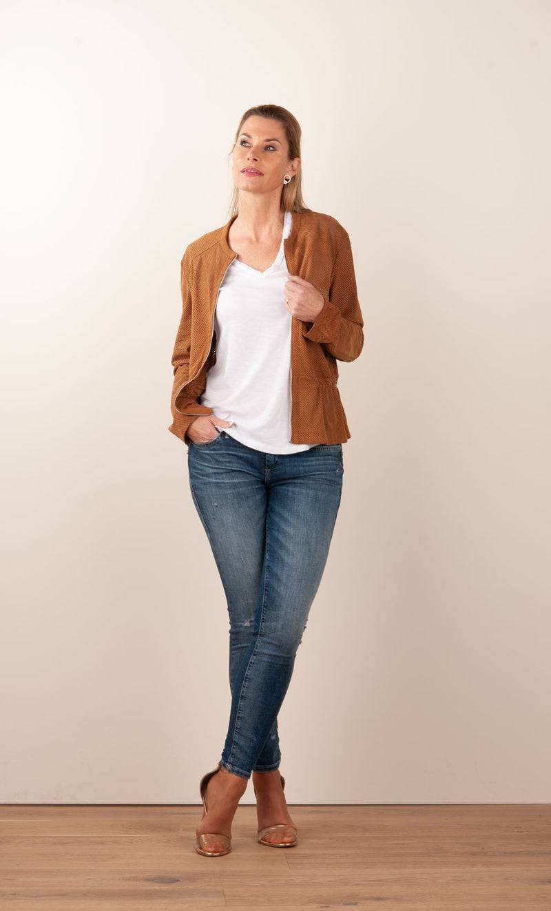Milestone Lederjacke „Amora“ Cognac Begrenzte Freigabe