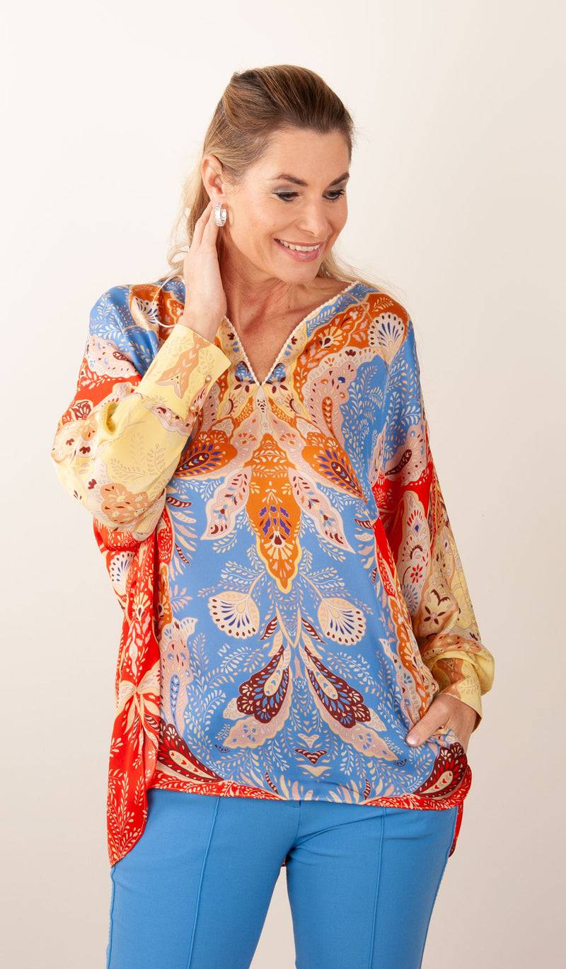 IVI Collection Bluse Blau | Rot | Multicolor Nur noch ein Tag übrig