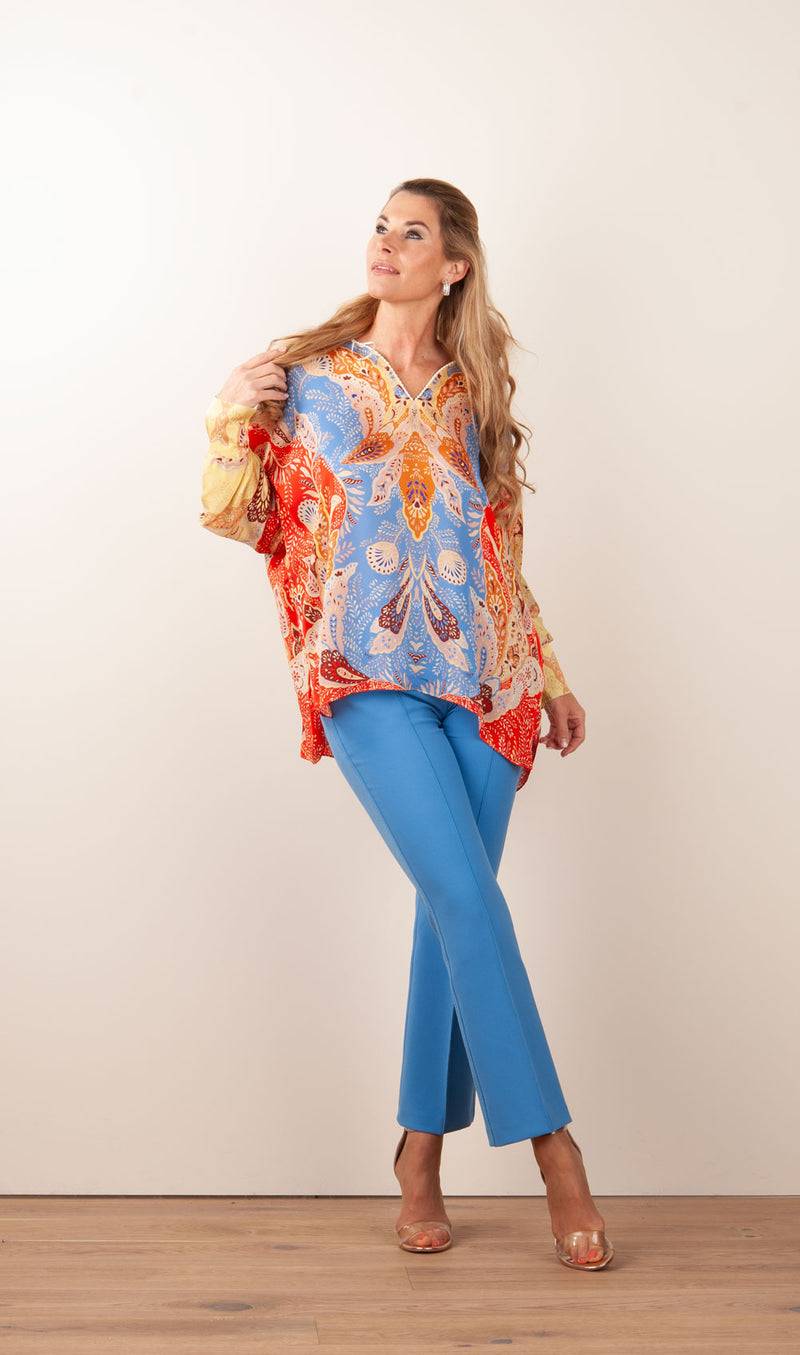 IVI Collection Bluse Blau | Rot | Multicolor Nur noch ein Tag übrig
