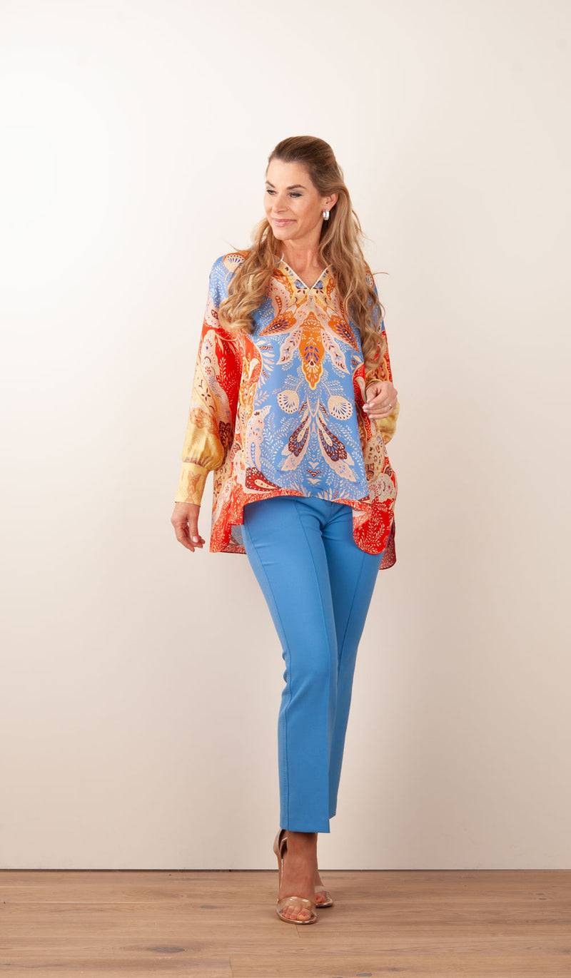 IVI Collection Bluse Blau | Rot | Multicolor Nur noch ein Tag übrig