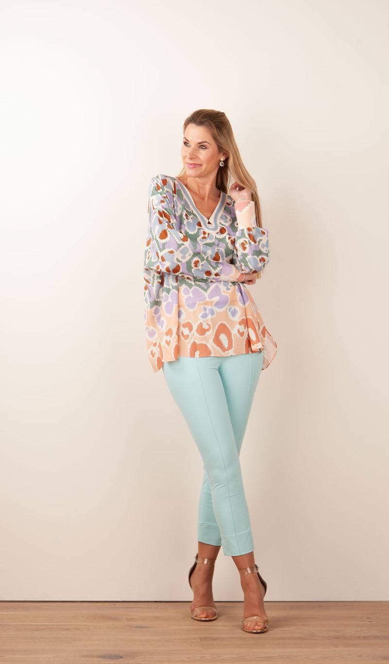 IVI Collection Bluse Creme | Blau | Multicolor Super Rabatt