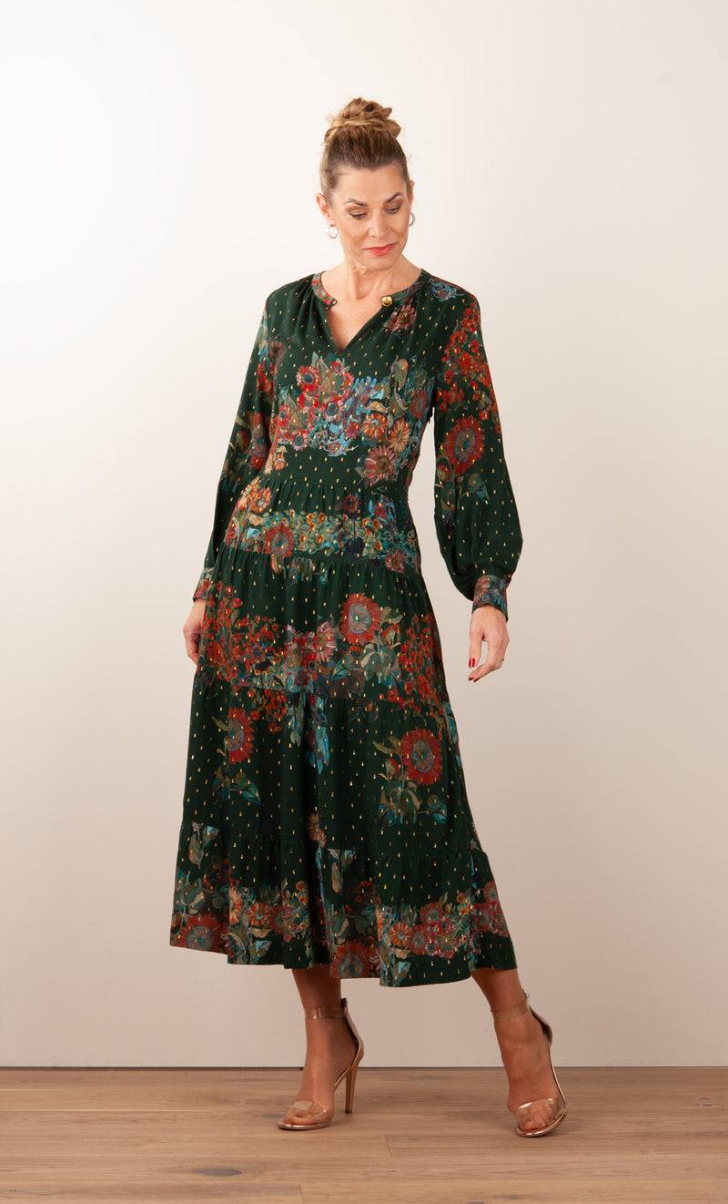 fleur Kleid „Blumen“ Grün | Multicolor Rabatte dieses Monats