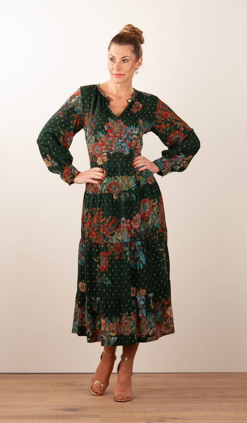 fleur Kleid „Blumen“ Grün | Multicolor Rabatte dieses Monats