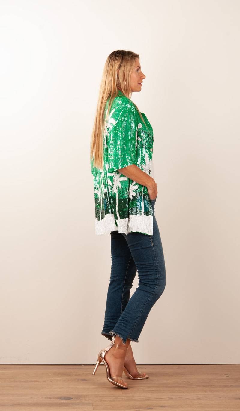 Pailletten Jacke „Gust“ Grün | Weiß Osterangebot