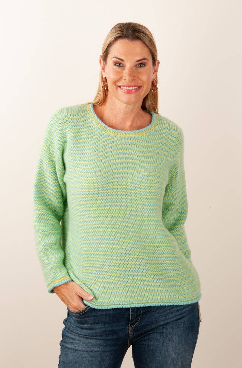 Kitted in Cashmere Kaschmir Pullover Grün | Gelb Neueste Mode