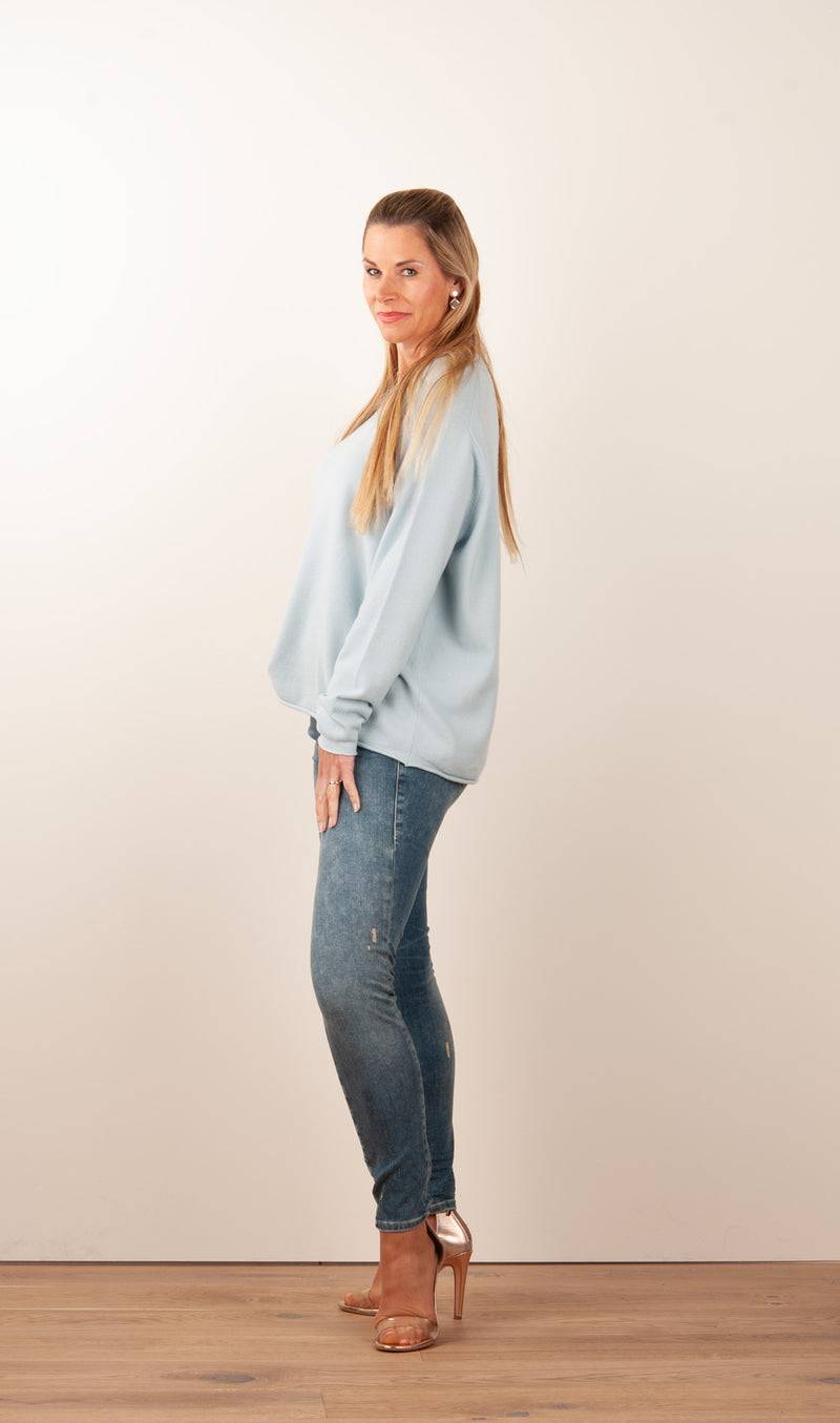 Kitted in Cashmere Kaschmir Pullover Hellblau Bestseller