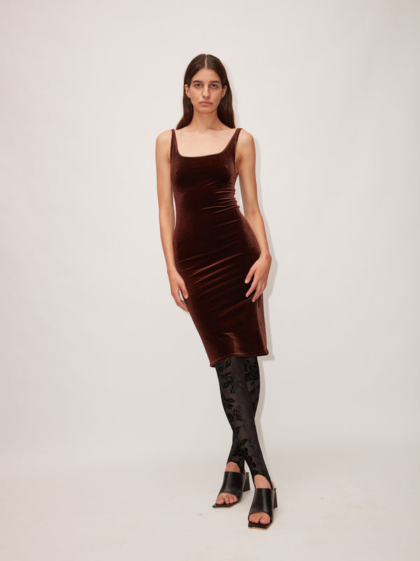 Simone Wild Velvet Dress Midi Rabatt