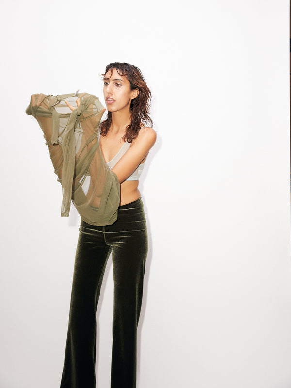 Simone Wild Velvet Wide Leg Pants Neueste Stile
