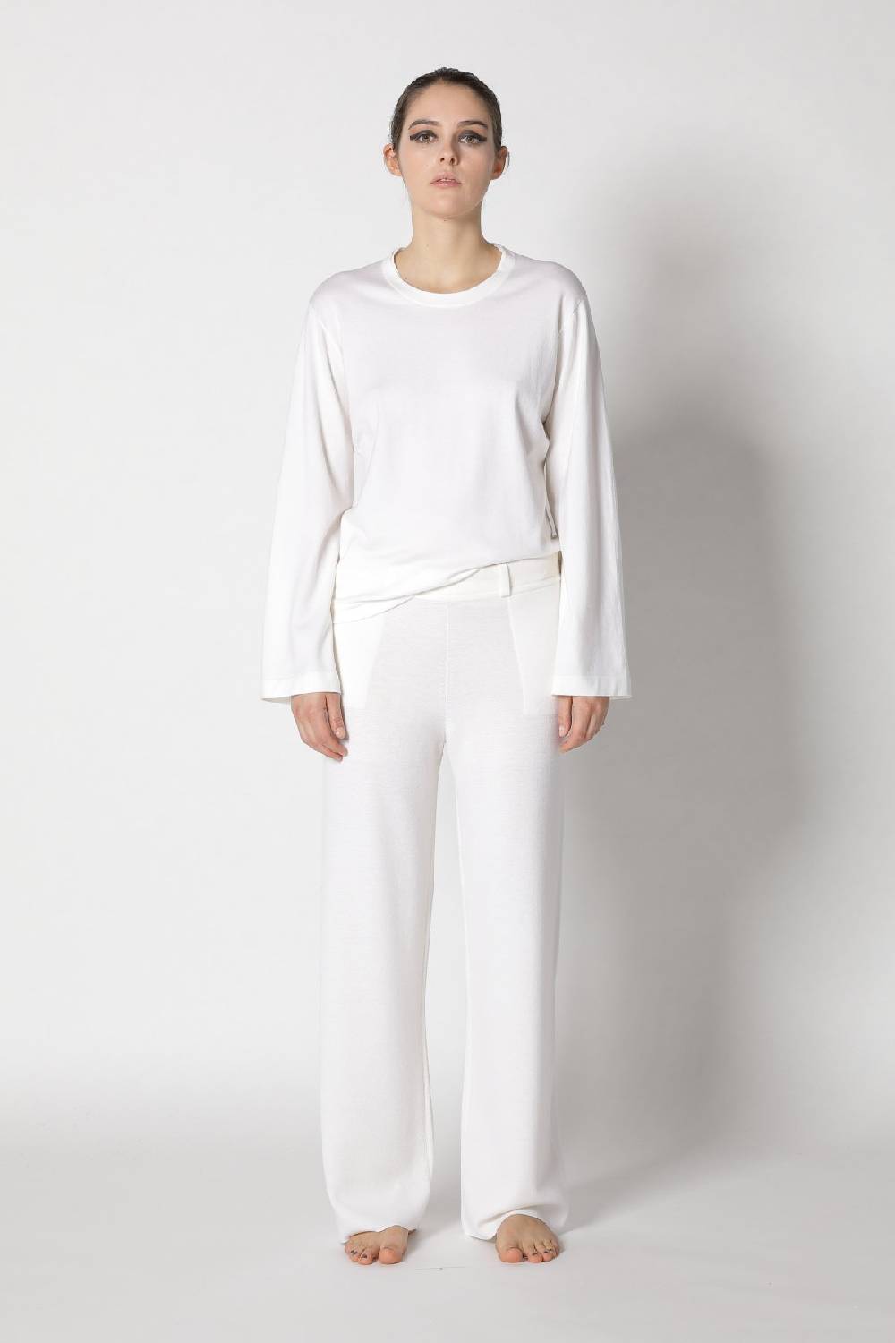 Sminfinity stretchy crewneck + milano palazzo pants + contrast mouliné scarf Neuheiten