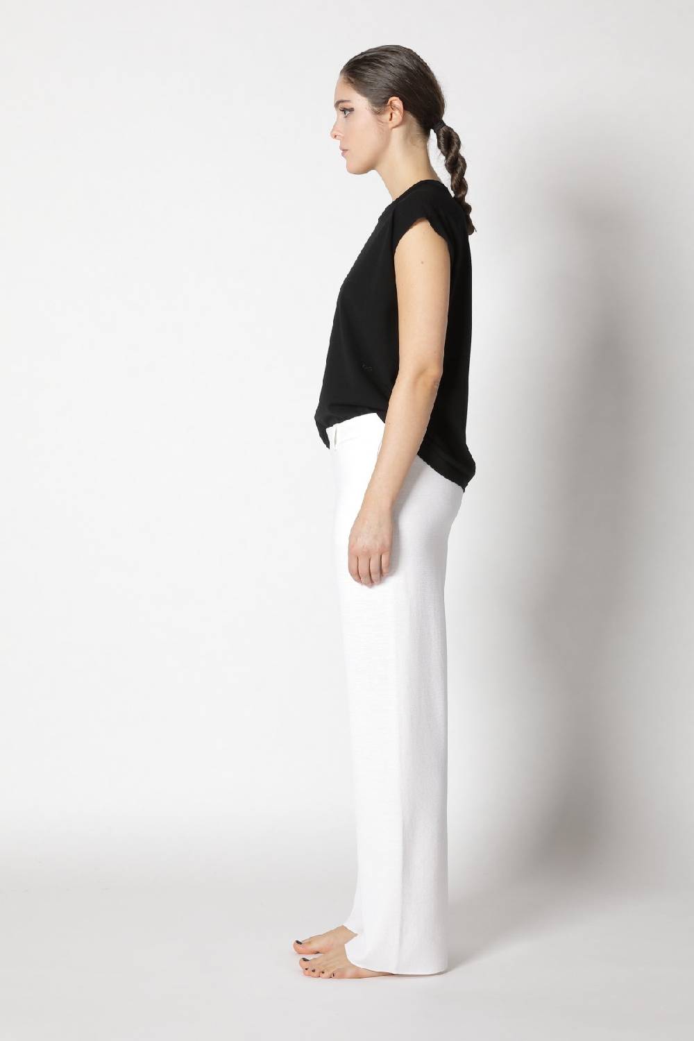 Sminfinity stretchy shell top + contrast mouliné scarf + milano palazzo pants Tägliche Deals
