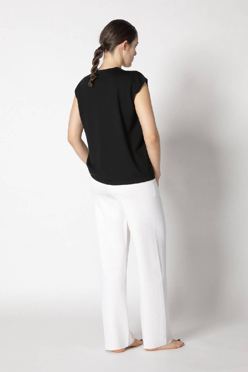 Sminfinity stretchy shell top + contrast mouliné scarf + milano palazzo pants Tägliche Deals