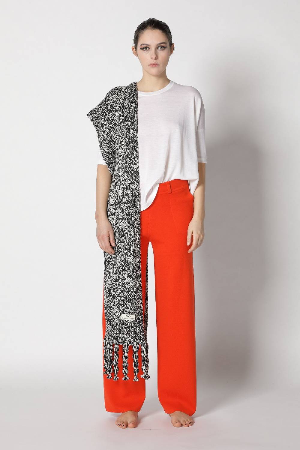 Sminfinity flowing cape jumper + milano palazzo pants + contrast mouliné scarf Super Sparpreis
