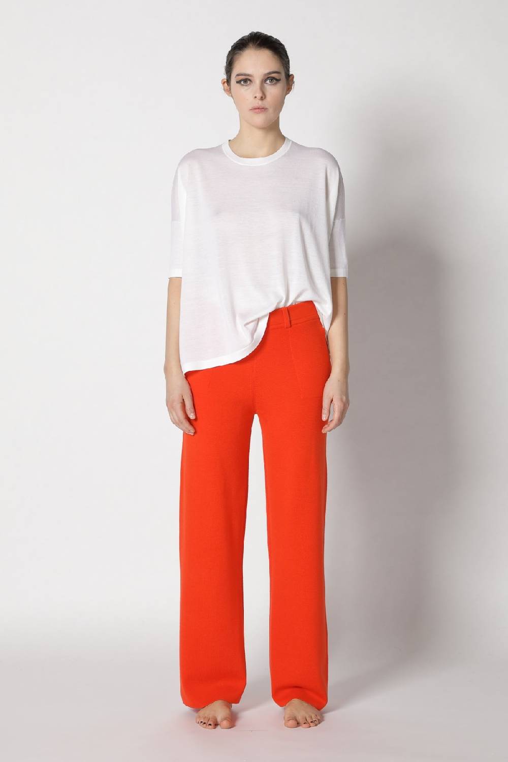 Sminfinity flowing cape jumper + milano palazzo pants + contrast mouliné scarf Super Sparpreis