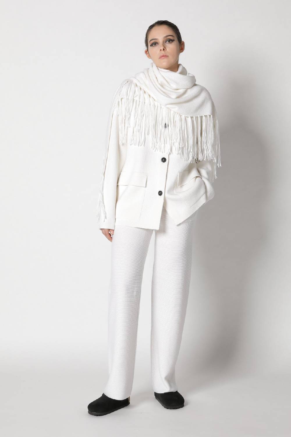 Sminfinity doubleface shirtjacket + garter triangle + garter palazzo pants Bis zu 50% Rabatt