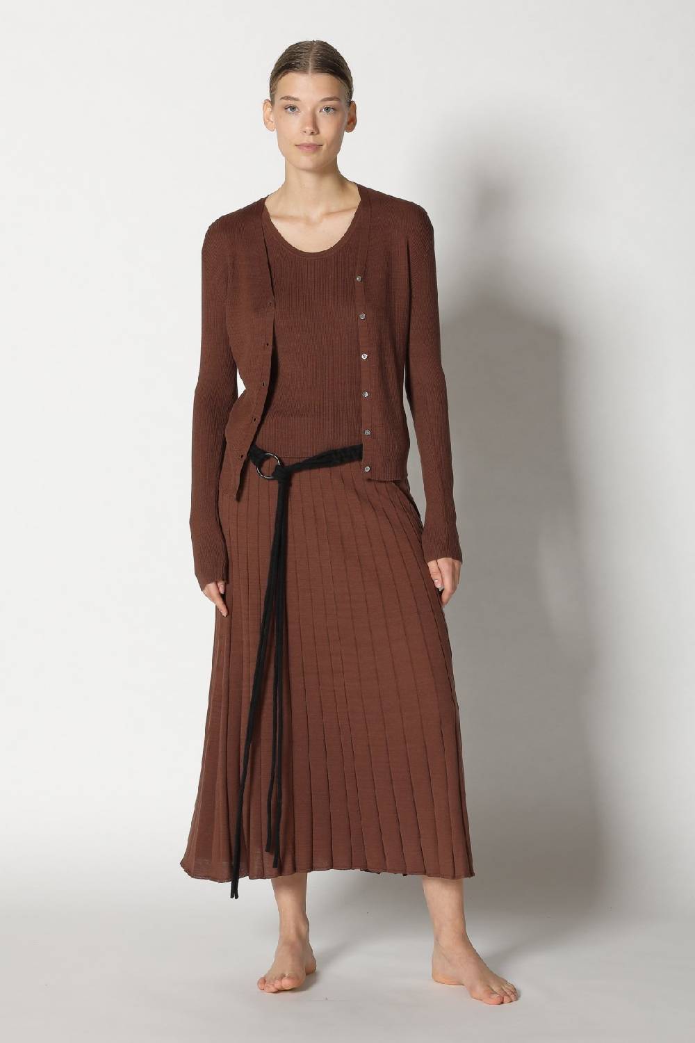 Sminfinity silky rib cardy + silky rib tank top + silky sun rib skirt + hang loose ring belt Verkauf