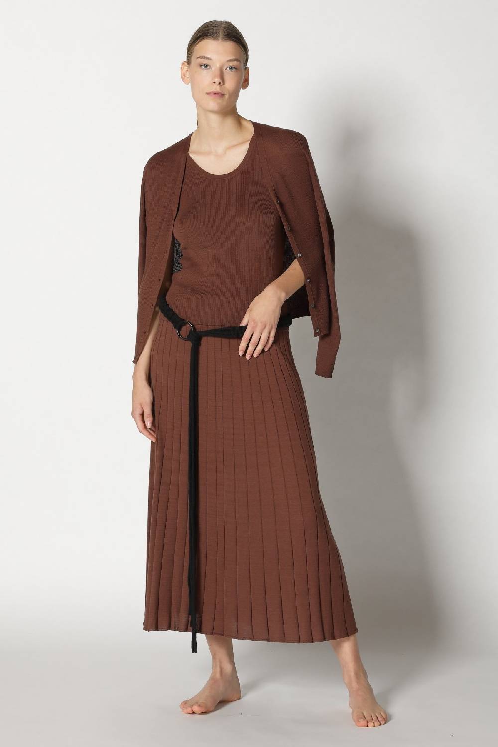 Sminfinity silky rib cardy + silky rib tank top + silky sun rib skirt + hang loose ring belt Verkauf
