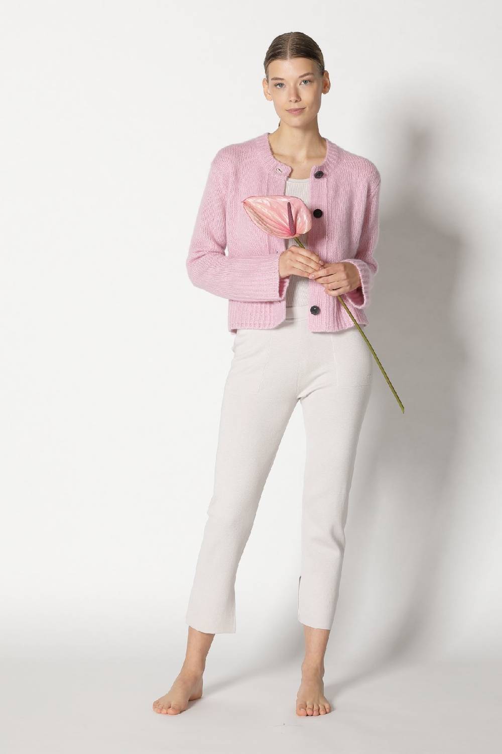 Sminfinity fluffy cropped jacket + silky rib tank top + silky cropped pants Versandkostenfrei