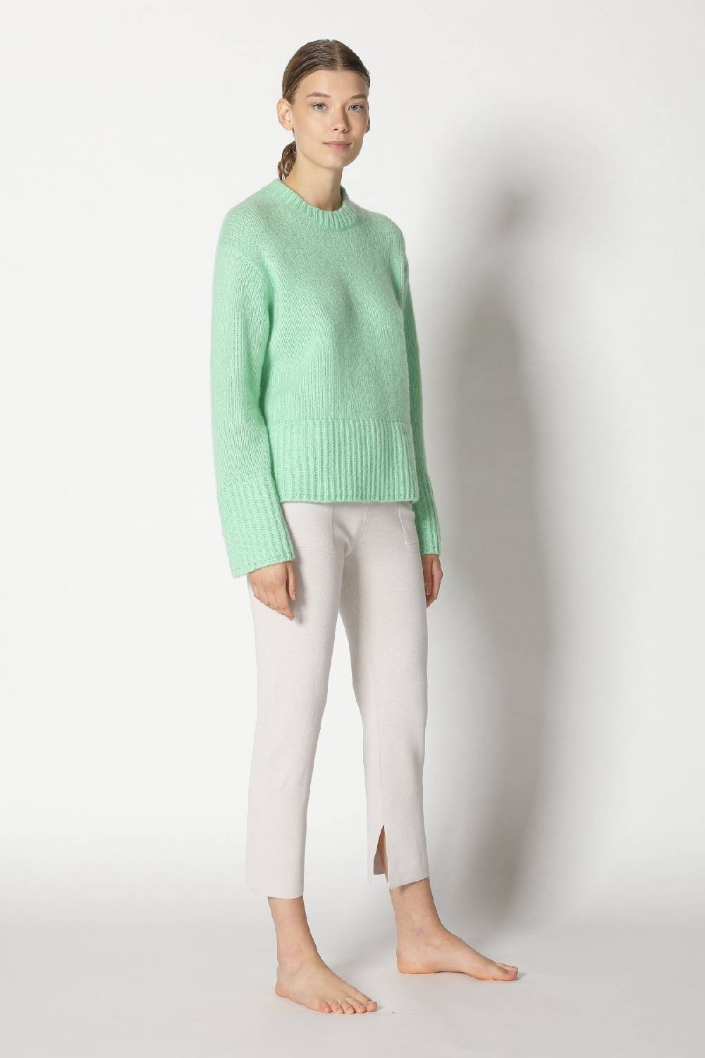 Sminfinity fluffy crew jumper + silky cropped pants Online Shopping