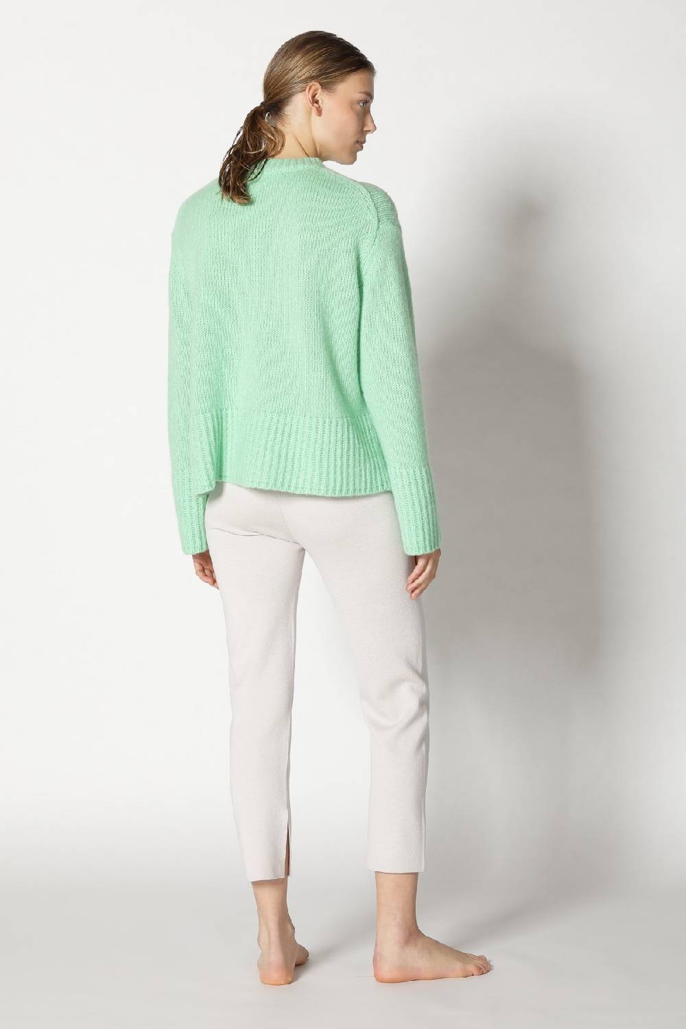 Sminfinity fluffy crew jumper + silky cropped pants Online Shopping
