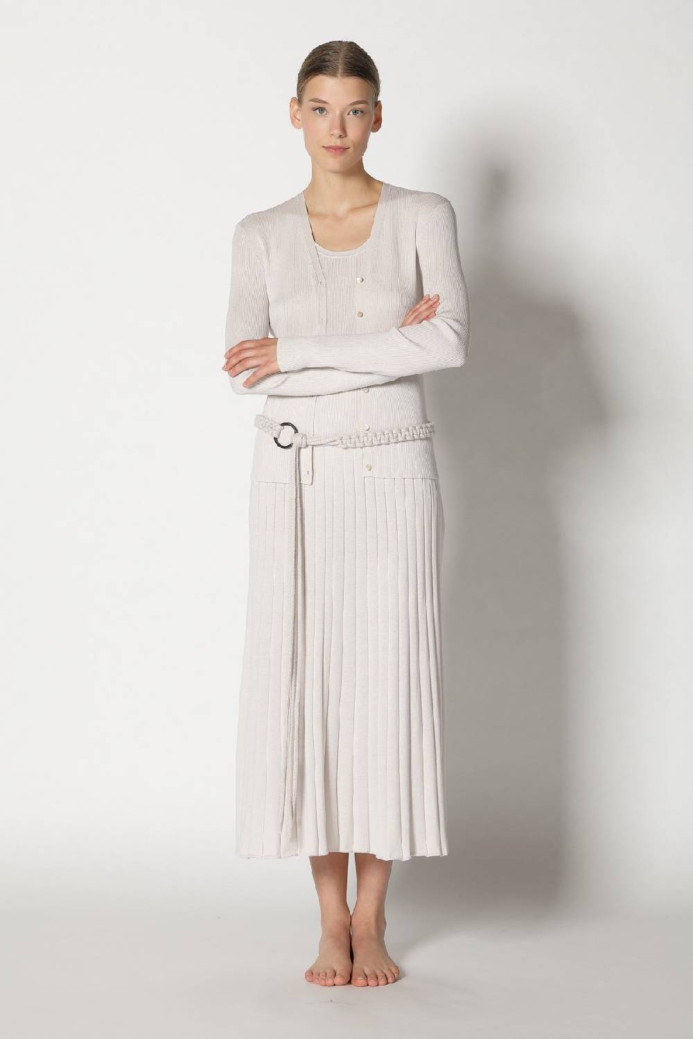 Sminfinity silky rib cardy + silky rib tank top + silky sun rib skirt + hang loose ring belt Saisonschlussverkauf