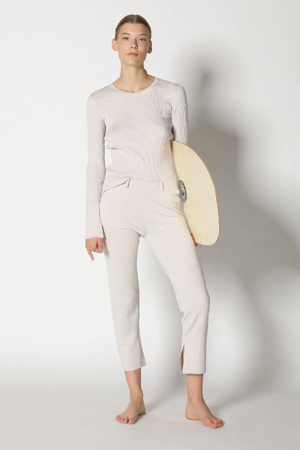 Sminfinity silky rib crew jumper + silky cropped pants Black Friday