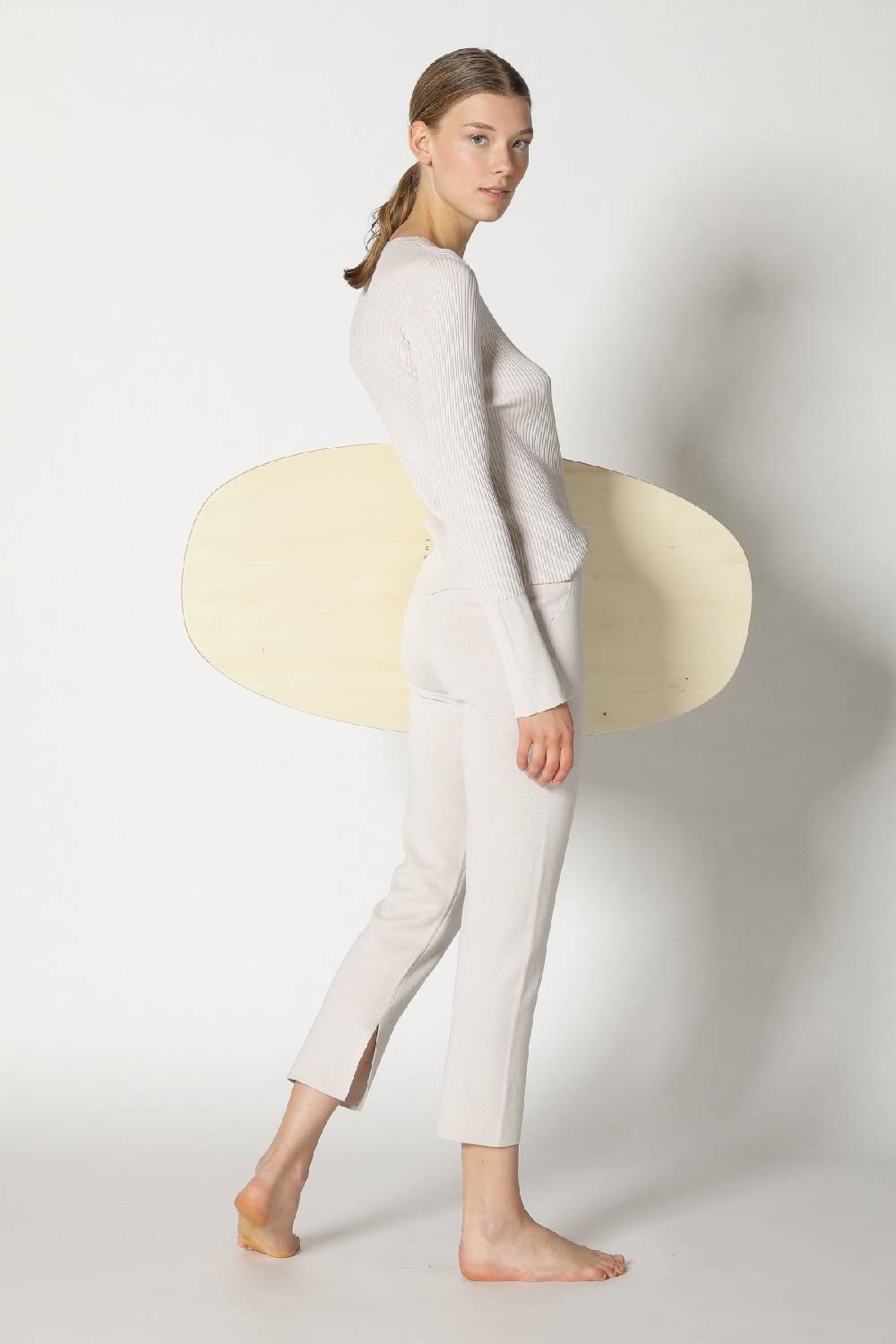 Sminfinity silky rib crew jumper + silky cropped pants Black Friday