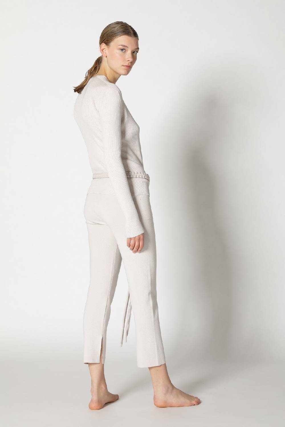 Sminfinity silky rib cardy + silky rib vest + silky cropped pants + hang loose ring belt Cyber Monday