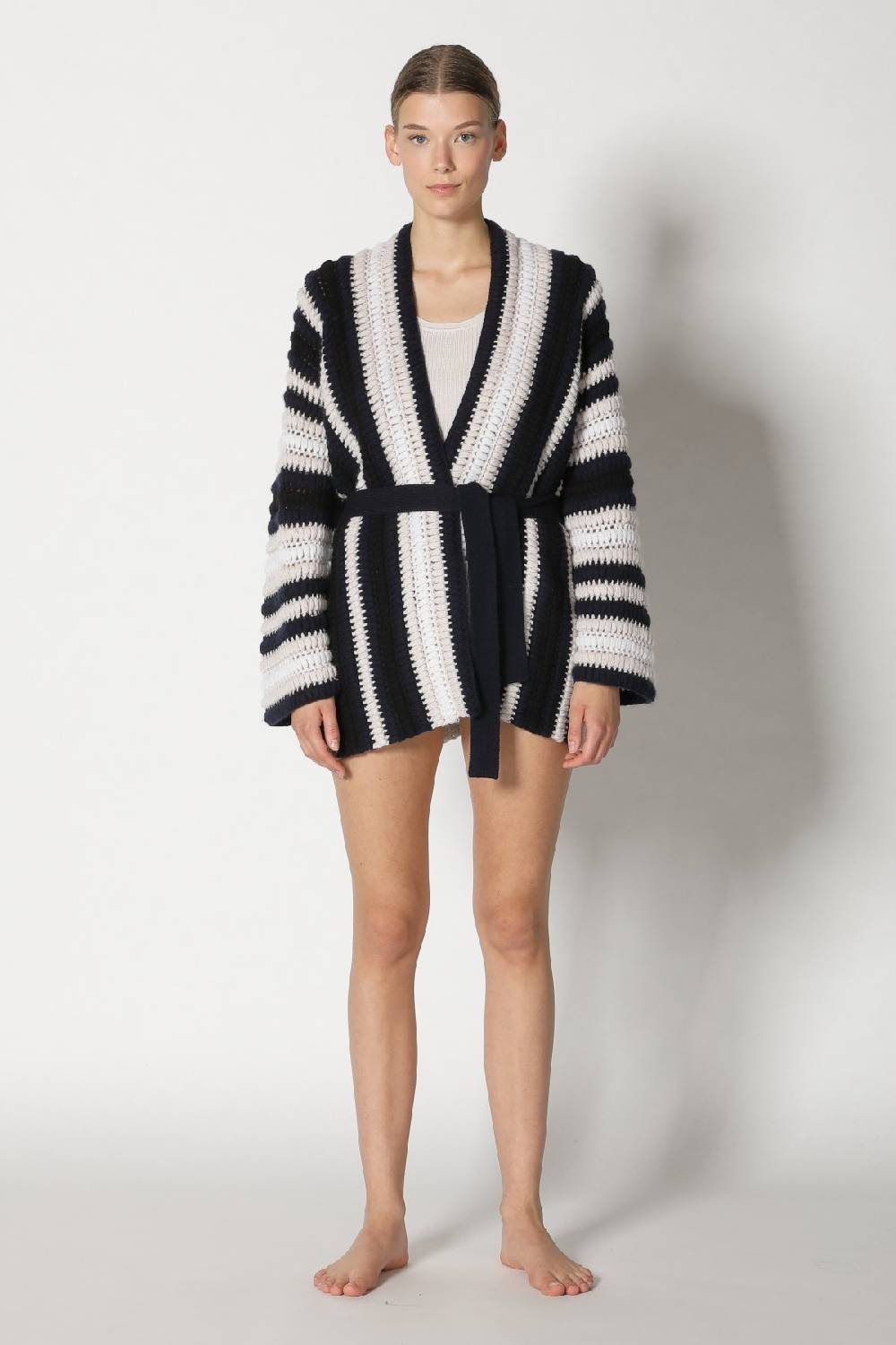 Sminfinity pure stripe crochet jacket + silky rib tank top Weihnachtsangebot