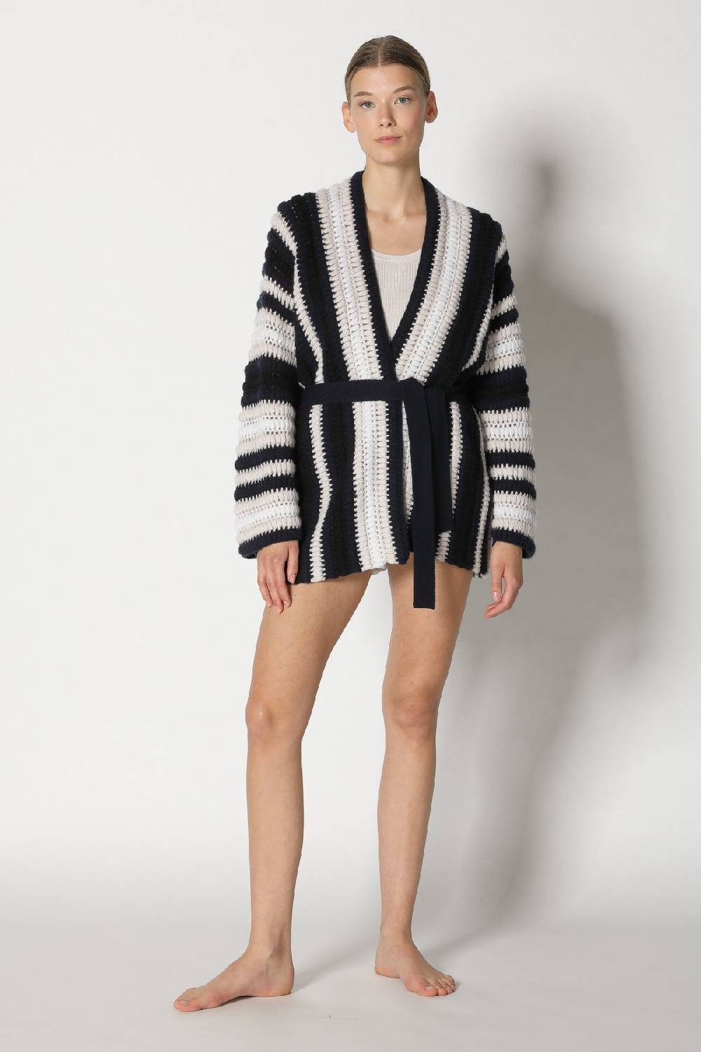 Sminfinity pure stripe crochet jacket + silky rib tank top Weihnachtsangebot