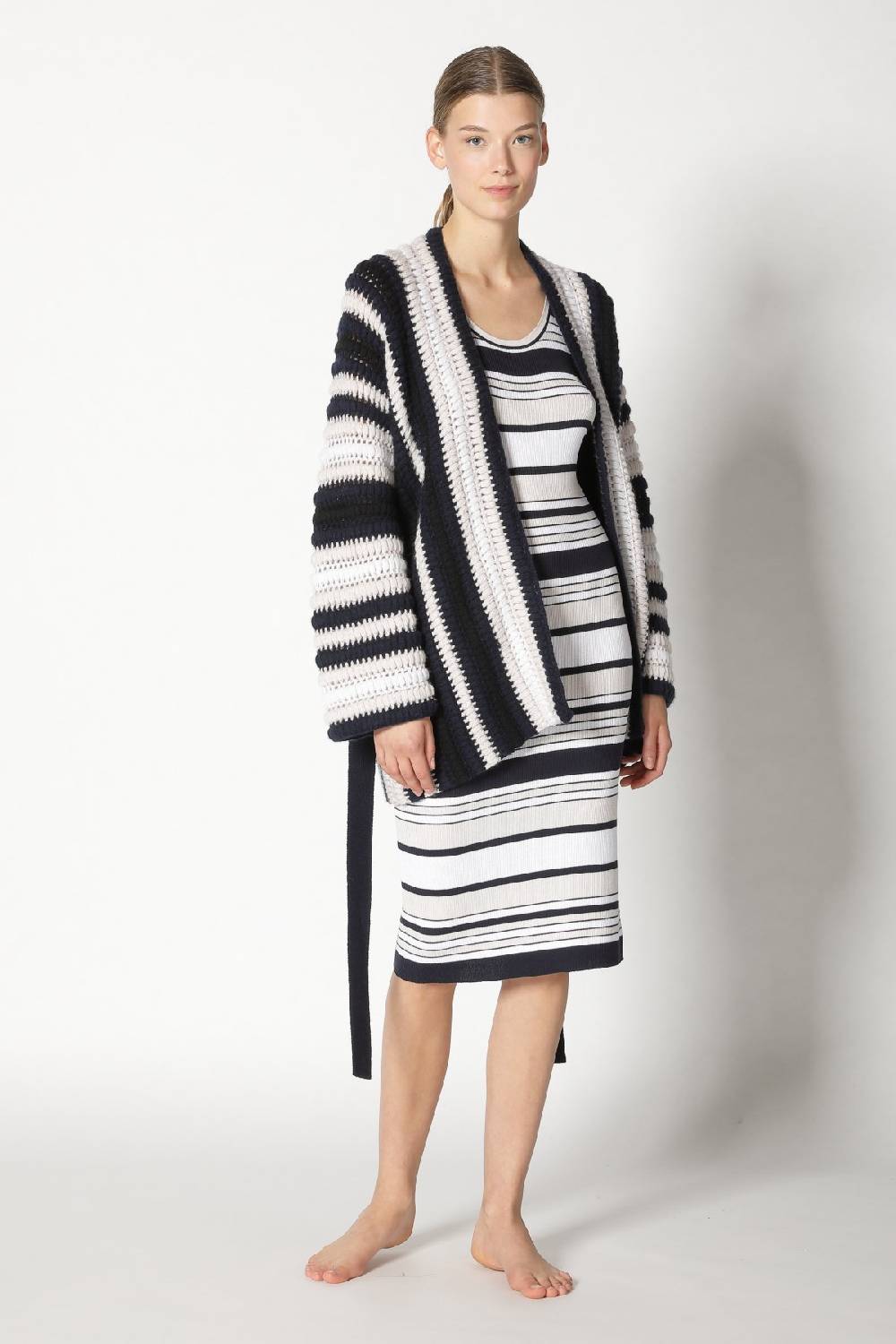 Sminfinity silky rib stripe tank dress + pure stripe crochet jacket Osterangebot