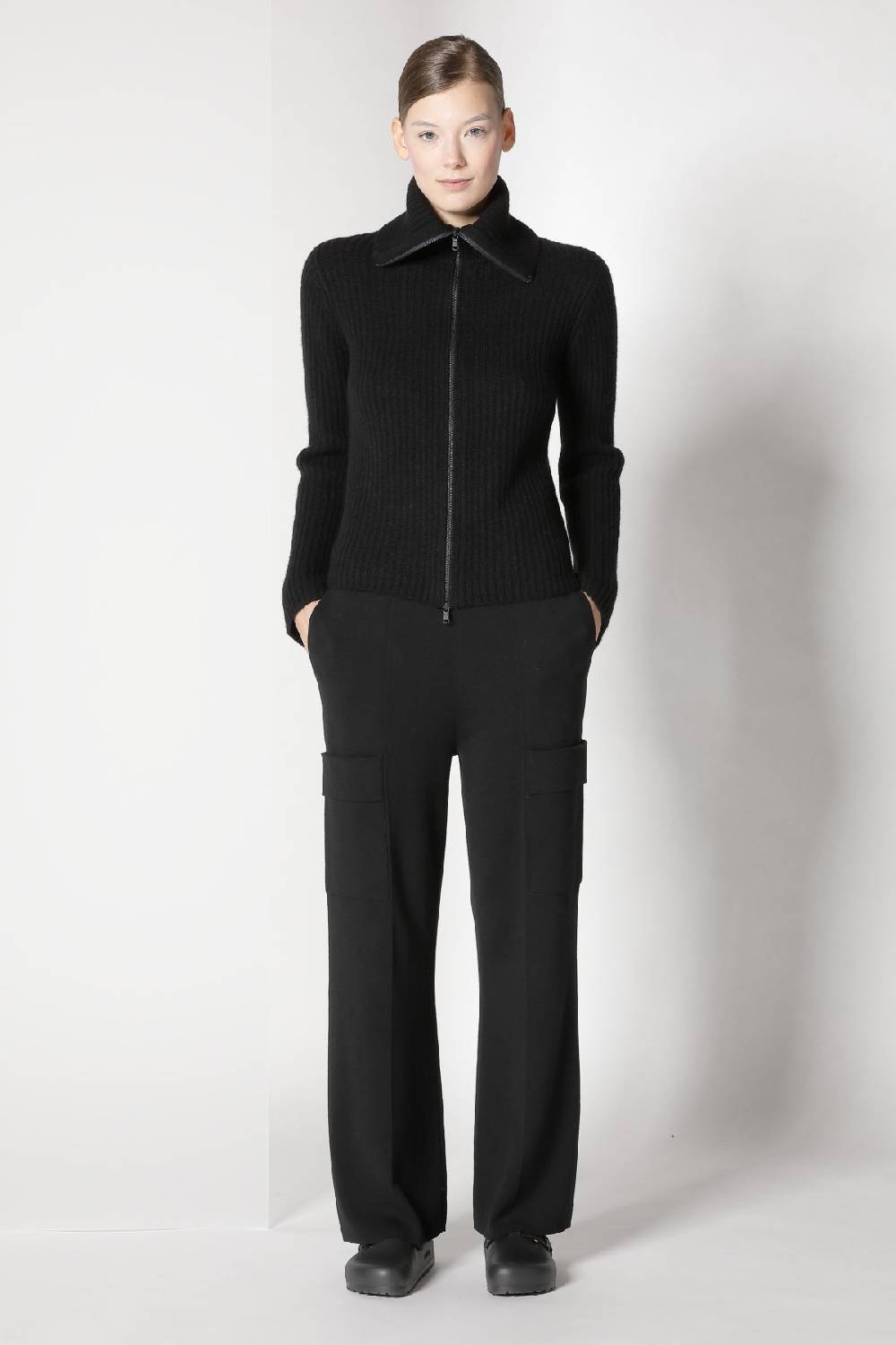 Sminfinity blurry ribbed zip-jacket + cargo bellbottom pants VIP-Rabatte