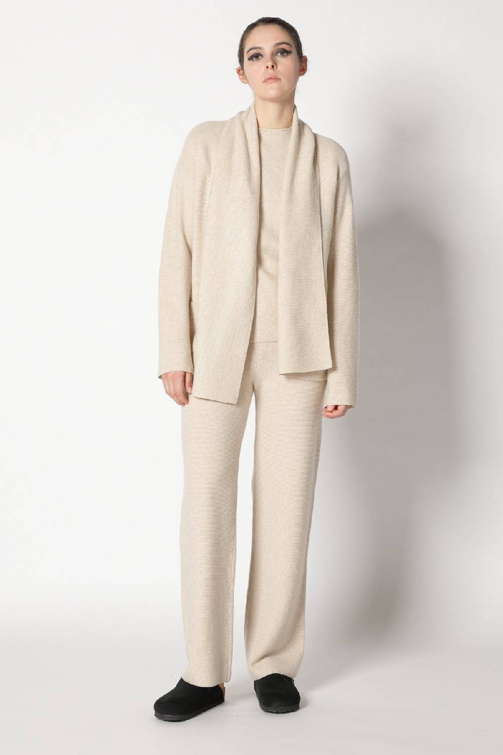 Sminfinity garter scarf jacket + garter T jumper + garter palazzo pants Flash Sale