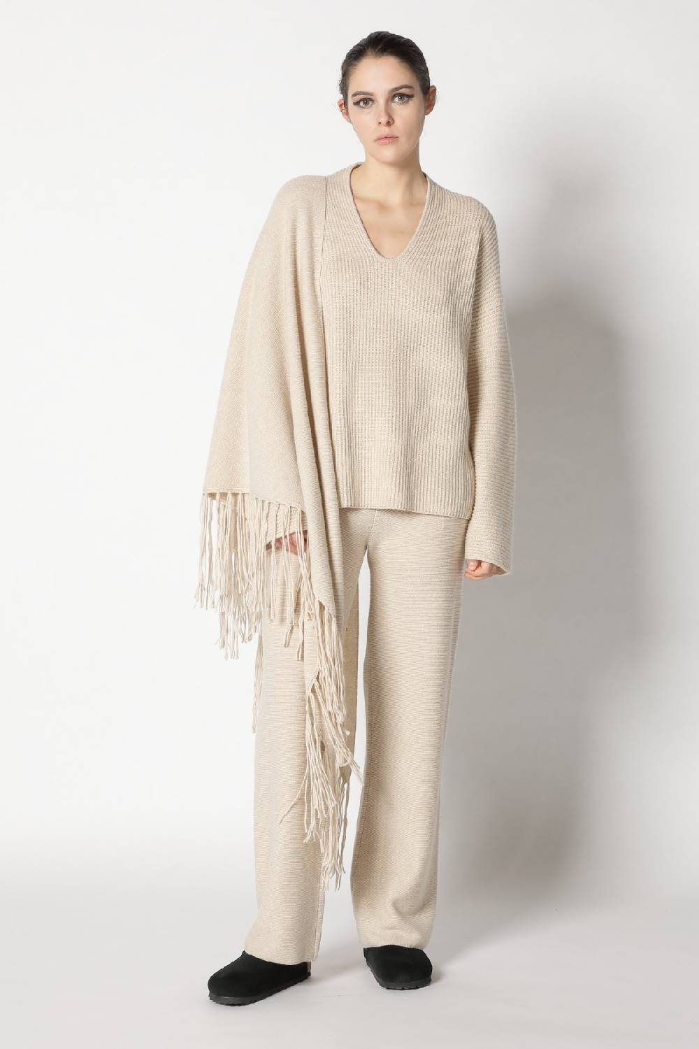 Sminfinity slouchy rib jumper + garter palazzo pants + garter triangle Online Shopping