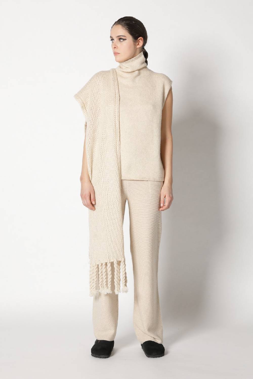 Sminfinity blurry turtle top + blurry chunky scarf + garter palazzo pants Cyber Monday