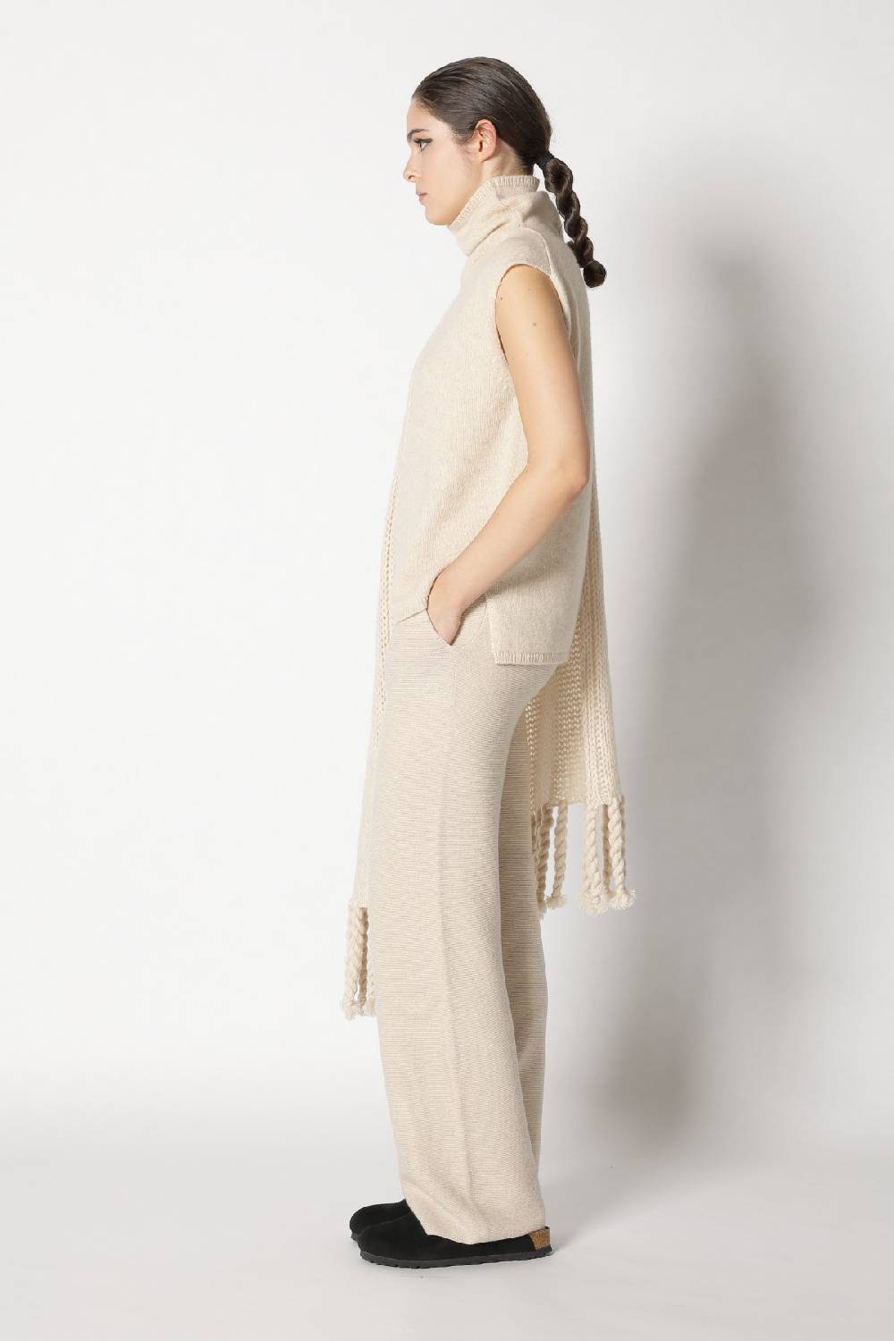 Sminfinity blurry turtle top + blurry chunky scarf + garter palazzo pants Cyber Monday