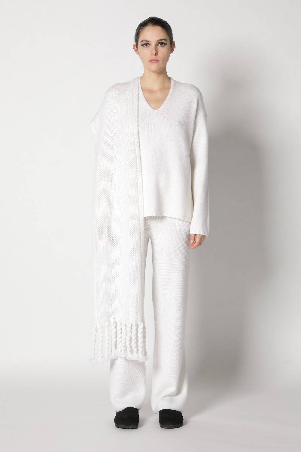 Sminfinity blurry V jumper + blurry chunky scarf + garter palazzo pants Blitzangebot