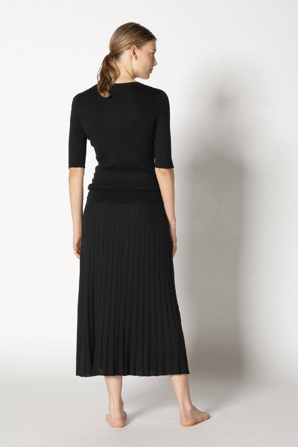Sminfinity silky rib crew T + silky sun rib skirt + hang loose ring belt Online Shopping
