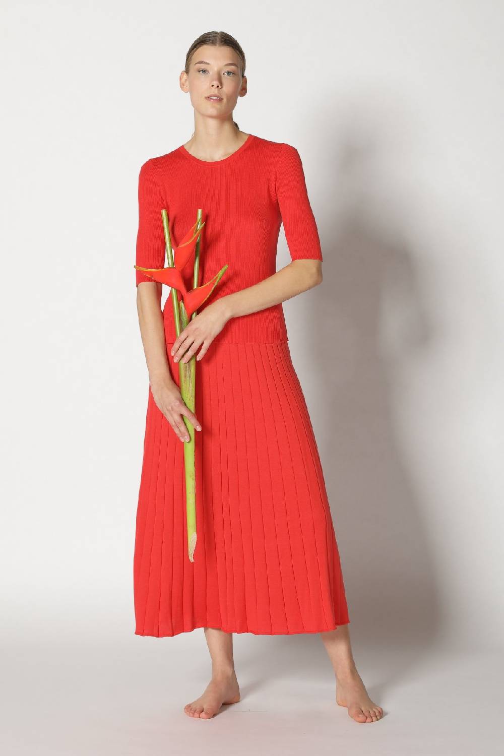 Sminfinity silky rib crew T + silky sun rib skirt Neueste Mode