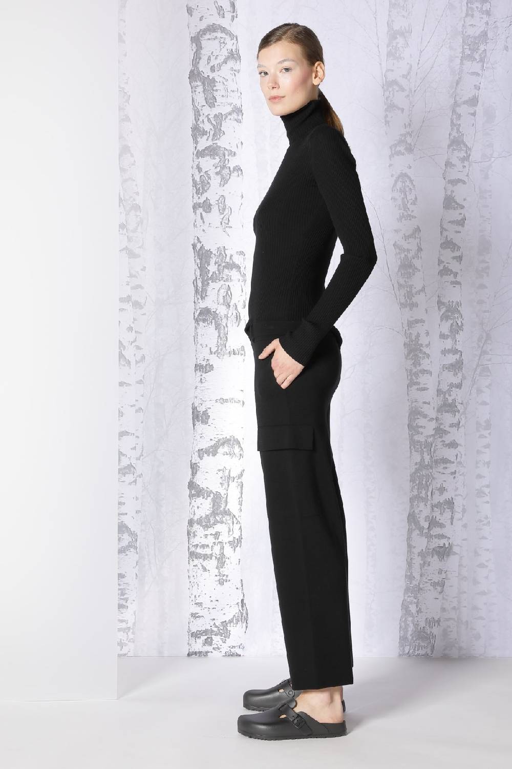 Sminfinity extrafine rib turtle + milano cropped cargo pants Günstiger Verkauf