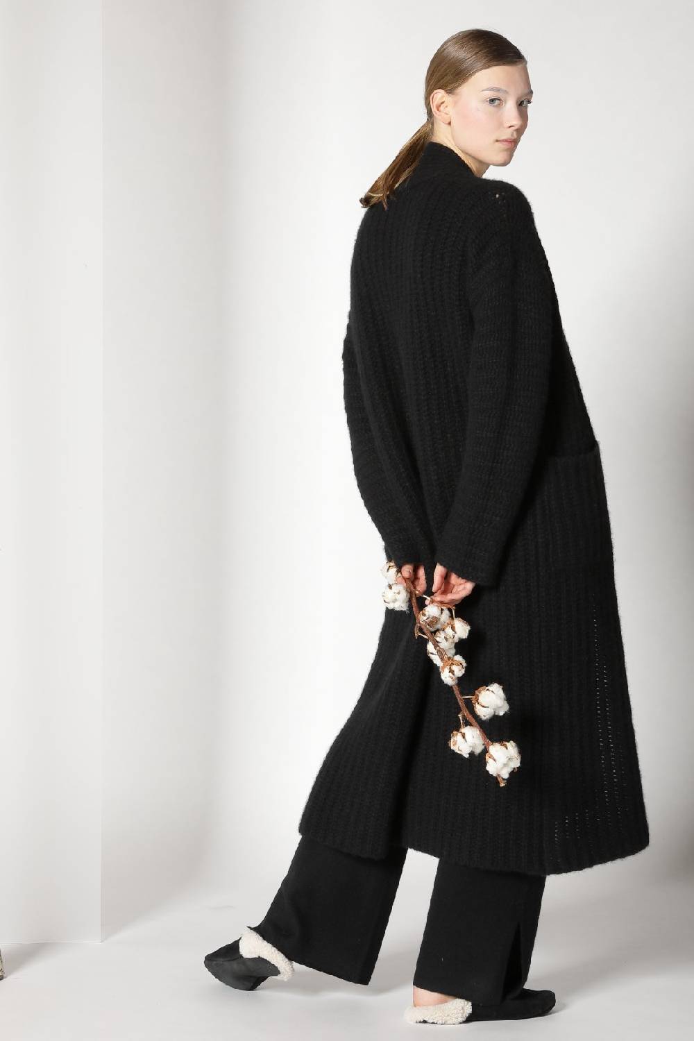 Sminfinity fluffy ribbed maxi coat + fluffy 1 Ply tank dress + pure slitted pants Blitzverkäufe