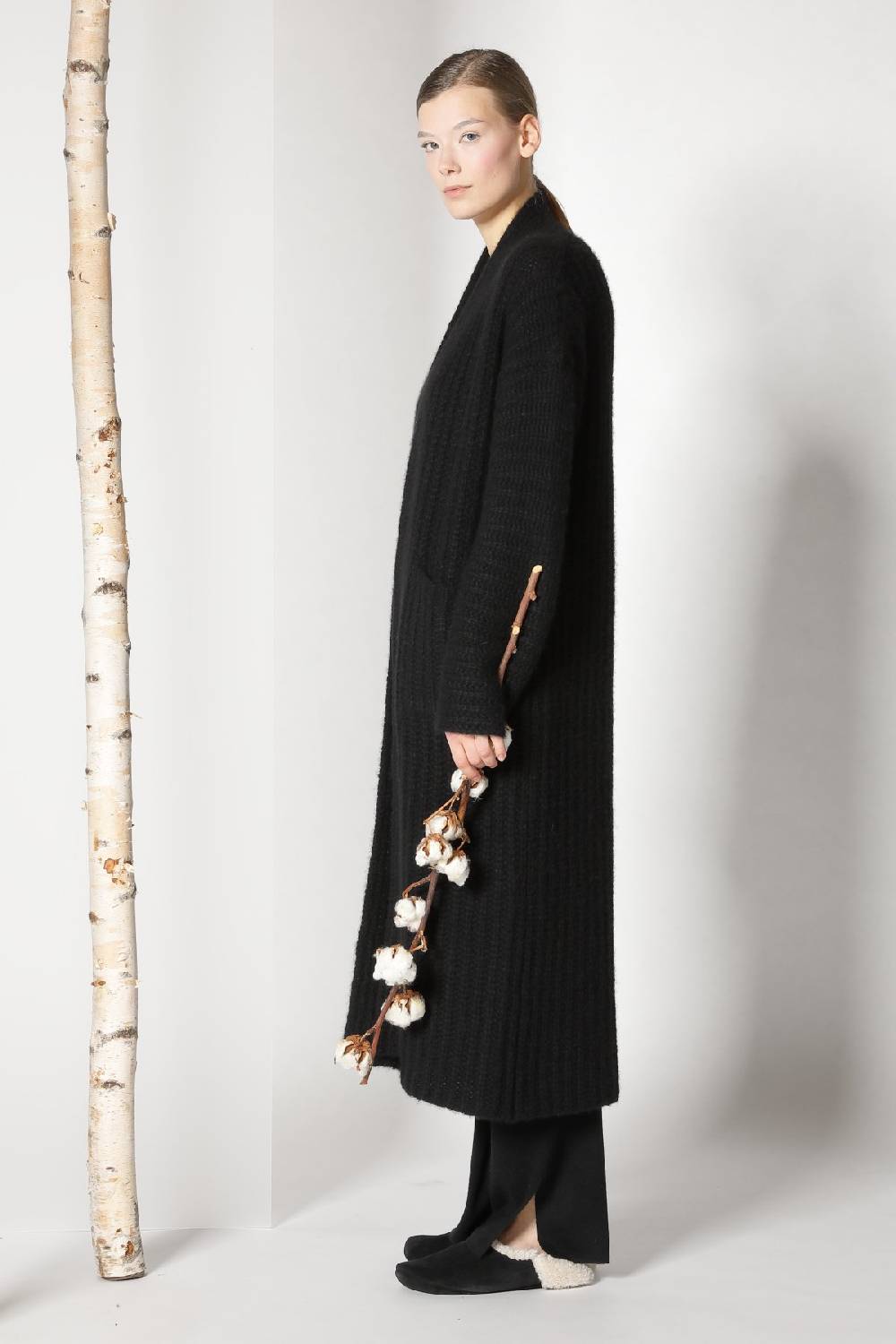 Sminfinity fluffy ribbed maxi coat + fluffy 1 Ply tank dress + pure slitted pants Blitzverkäufe