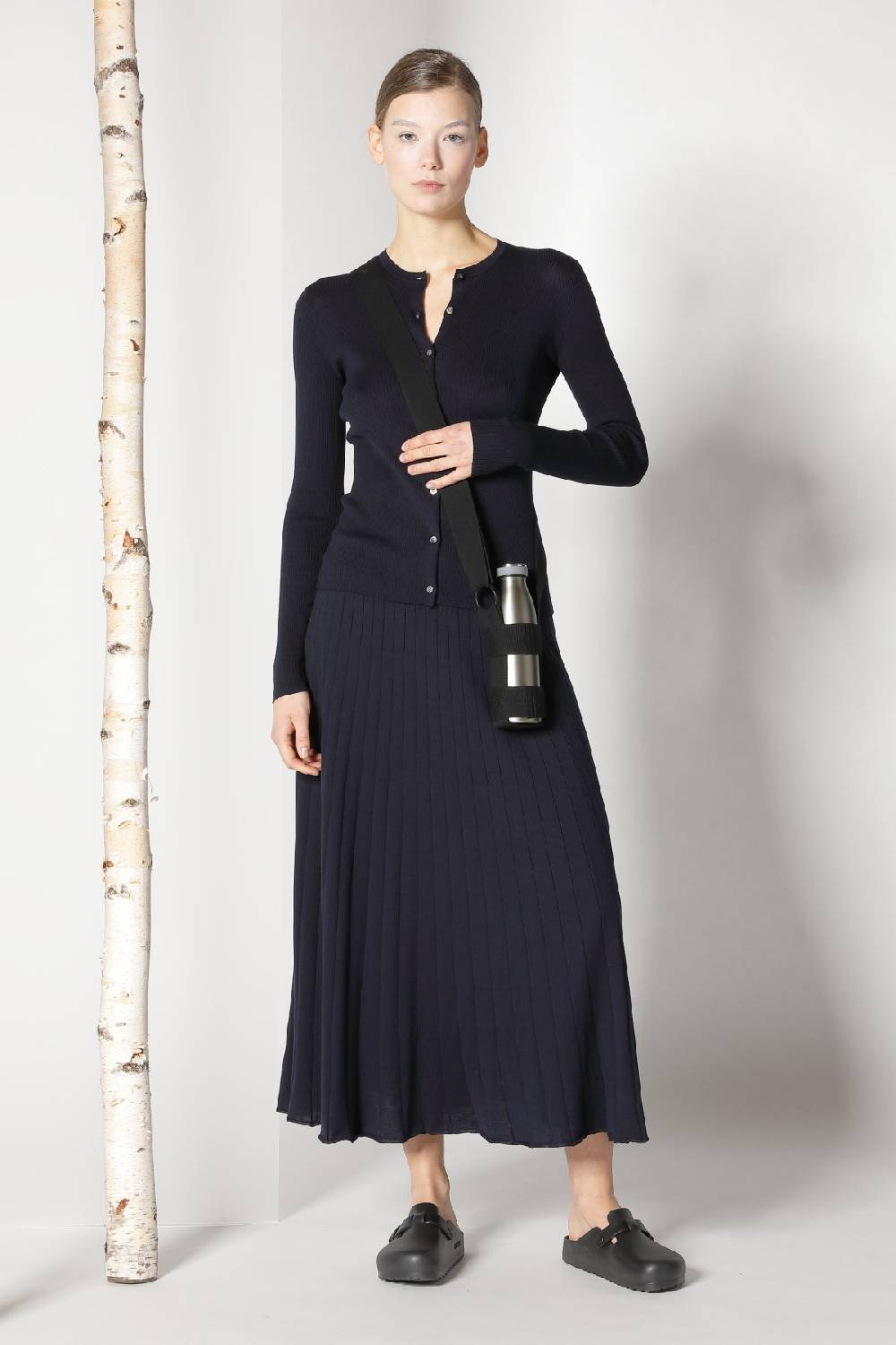 Sminfinity silky rib crew cardi + silky rib skirt Sonderangebot