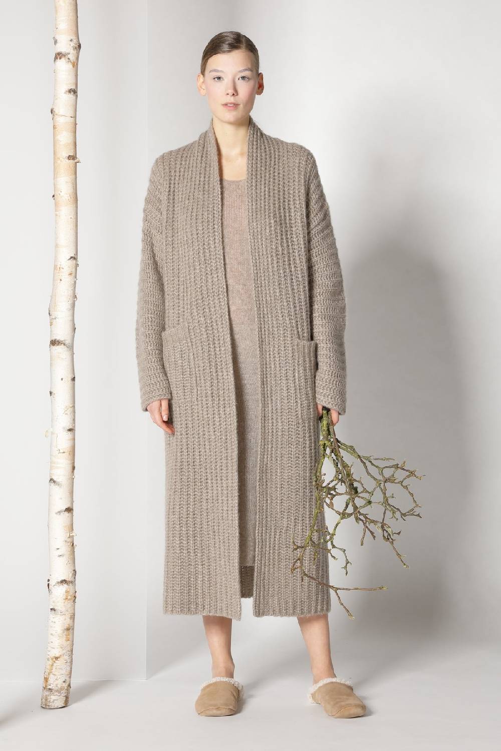 Sminfinity fluffy ribbed maxi coat + fluffy 1 Ply tank dress Versandkostenfrei