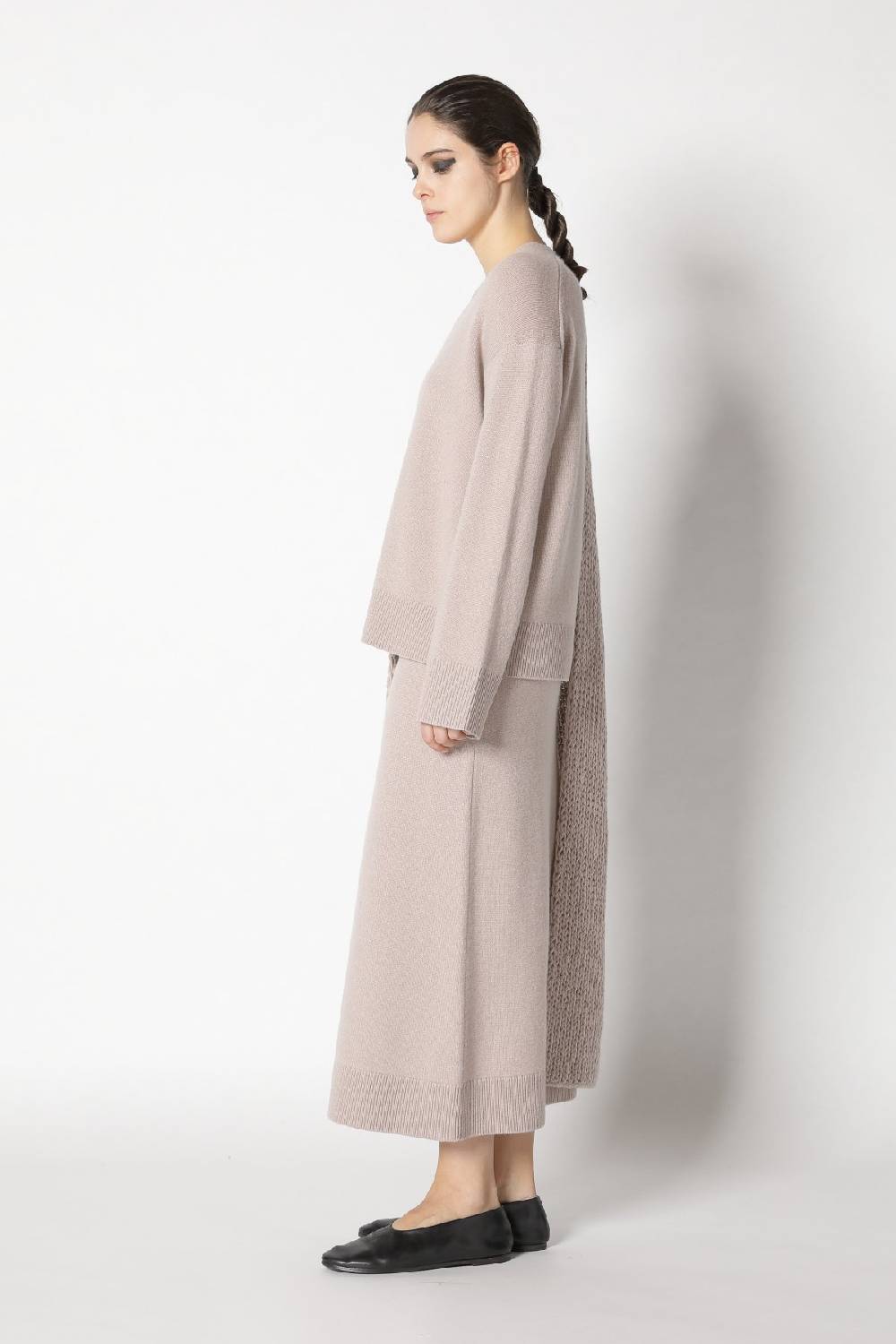 Sminfinity pure V neck + loosely 1x1 rib scarf + pure A skirt 50% Rabatt mit kostenlosem Versand