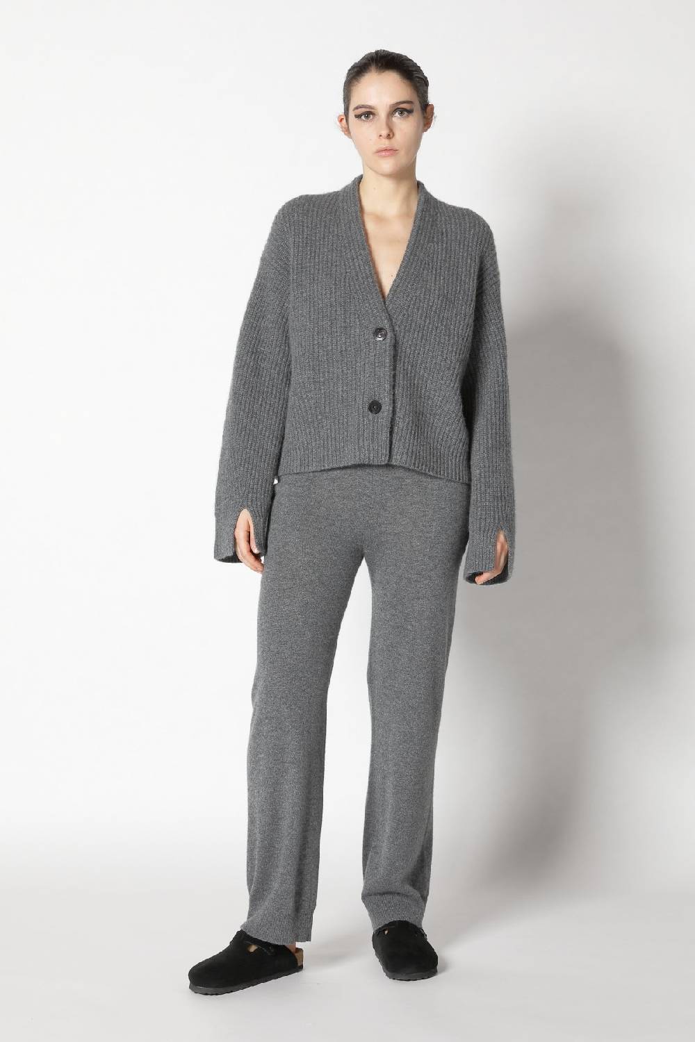 Sminfinity icon rib cardigan + infinite crew T + infinite palazzo pants Clearance-Verkauf