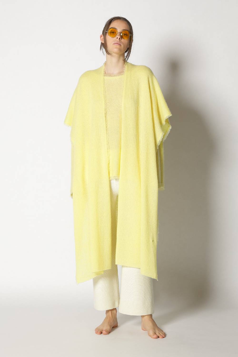 Sminfinity fluffy fringe boatneck + fluffy fringe cape + garter cropped pants Flash Sale