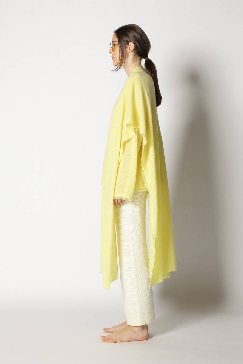 Sminfinity fluffy fringe boatneck + fluffy fringe cape + garter cropped pants Flash Sale